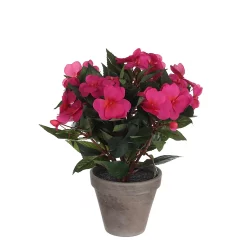 Castorama Impatiens Rose Foncé Artificiel En Pot Stan Gris ø13,5 X H.32 Cm